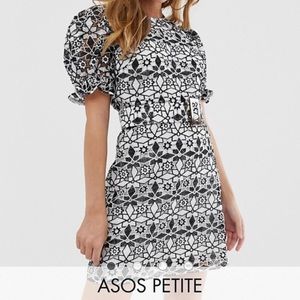 Petite premium contrast lace mini dress